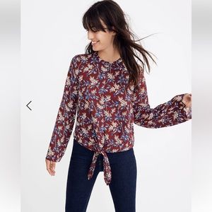 Madewell bell-sleeve tie top in antique flora